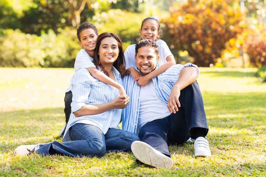 Family on grass