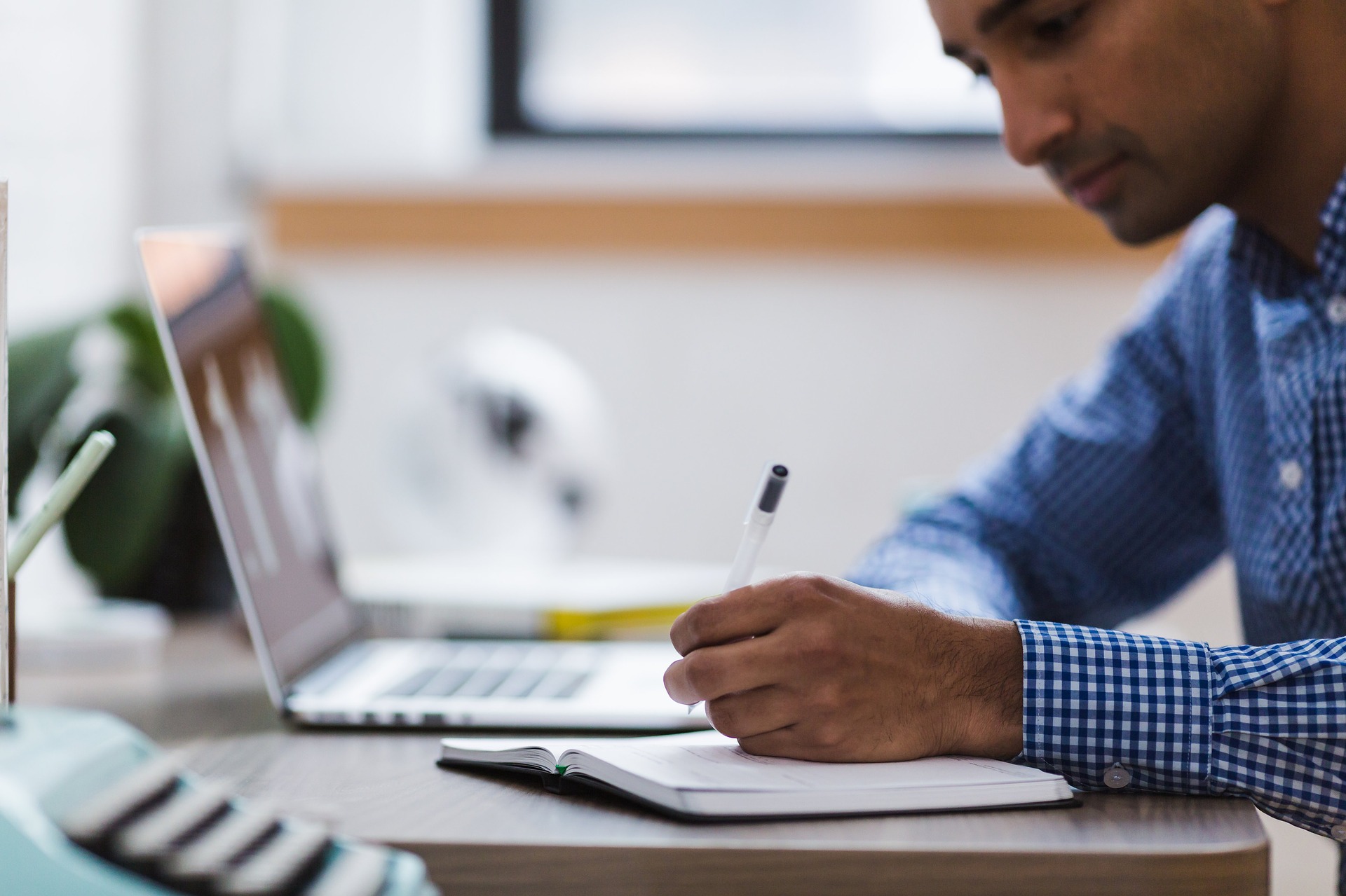 man on computer